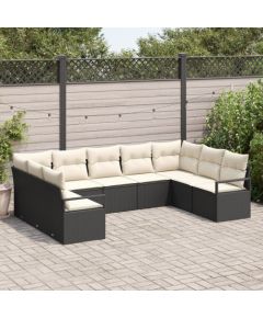 vidaXL Zestaw sof ogrodowych 9 części z poduszkami Czarny polirattan Dārza mēbeļu komplekti