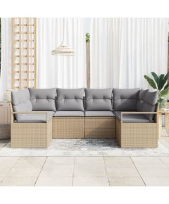 vidaXL 6-częściowy zestaw sof ogrodowych z poduszkami beżowy poli rattan Dārza mēbeļu komplekti