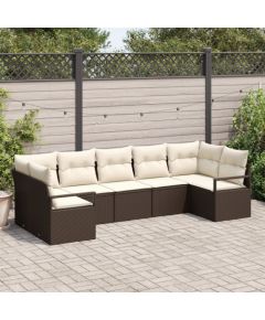 vidaXL 7-częściowy zestaw sof ogrodowych z poduszkami brązowy rattan syntetyczny Dārza mēbeļu komplekti