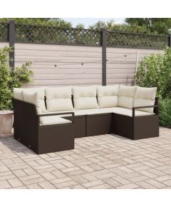 vidaXL 6-częściowy zestaw sofy ogrodowej z poduszkami Brązowa Poli Rattan Dārza mēbeļu komplekti