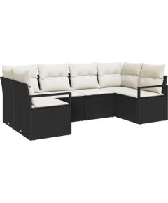 vidaXL Zestaw sof ogrodowych 6 elementów z poduszkami Czarny Polirattan Dārza mēbeļu komplekti