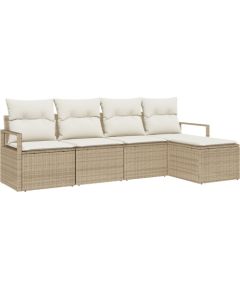 vidaXL 5-częściowy Zestaw Sof Ogrodowych z Poduszkami Beżowy Rattan Poliestrowy Dārza mēbeļu komplekti