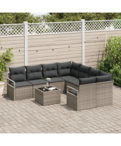 Zestaw kanapowy ogrodowy vidaXL 9-częściowy z poduszkami szary polirattan Dārza mēbeļu komplekti