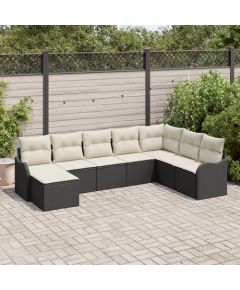 Vidaxl Zestaw 8 sztuk sof ogrodowych z poduszkami czarny polirattan Dārza mēbeļu komplekti