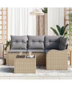 vidaXL Zestaw ogrodowy 5 części z poduszkami czarnego polirattanu Dārza mēbeļu komplekti