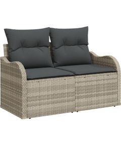 vidaXL Zestaw 5-częściowy sof ogrodowych z poduszkami Szary Poly Rattan Dārza mēbeļu komplekti