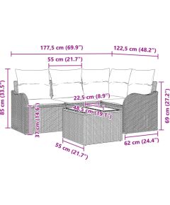vidaXL 5-częściowy zestaw sof ogrodowych z poduszkami beżowy poli rattan Dārza mēbeļu komplekti