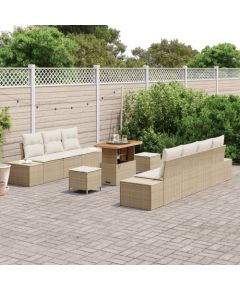 vidaXL 10-częściowy zestaw sofy ogrodowej z poduszkami beżowy polirattan Dārza mēbeļu komplekti