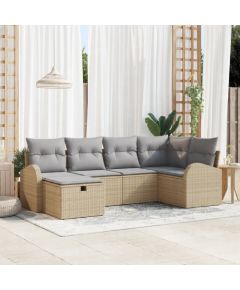 vidaXL Zestaw 6-częściowy sof ogrodowych z poduszkami Beżowy z Polirattanu Dārza mēbeļu komplekti