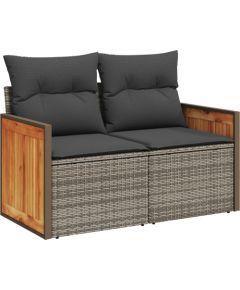 vidaXL 11-częściowy zestaw sofy ogrodowej z poduszkami szary polirattan akacja Dārza mēbeļu komplekti