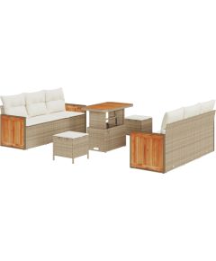 vidaXL 9 Częściowy Zestaw Sof Ogrodowych z Poduszkami Beżowy Polirattan Akacja Dārza mēbeļu komplekti
