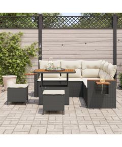 vidaXL 8-częściowy zestaw sof ogrodowych z poduszkami czarny polirattan akacja Dārza mēbeļu komplekti