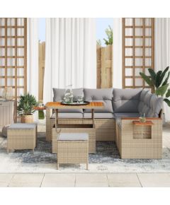 Vidaxl 8-częściowy zestaw kanap ogrodowych z poduszkami beżowy polirattan akacja Dārza mēbeļu komplekti