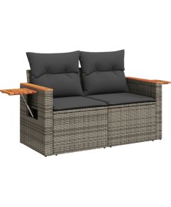 9-częściowy zestaw sof ogrodowych vidaXL z poduszkami Szary Polirattan Akacja Dārza mēbeļu komplekti