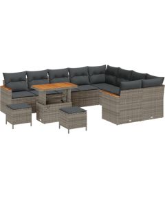 Vidaxl 12-częściowy zestaw sof ogrodowych z poduszkami szary poli rattan akacja Dārza mēbeļu komplekti