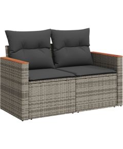 Zestaw sof ogrodowych vidaXL 9 elementów z poduszkami Szary Polirattan Akacja Dārza mēbeļu komplekti