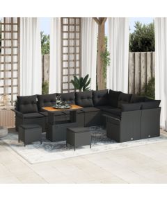 Vidaxl 12-częściowy zestaw sof ogrodowych z poduszkami czarny polirattan akacja Dārza mēbeļu komplekti