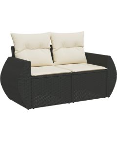 Vidaxl Zestaw sof ogrodowych 9-częściowy z poduszkami Czarny Polirattan Akacja Dārza mēbeļu komplekti