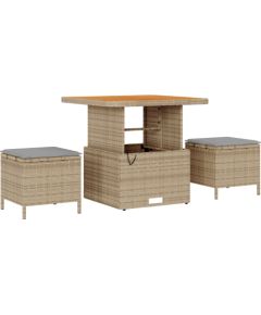 13-elementowy zestaw sofy ogrodowej vidaXL z poduszkami beżowy polirattan akacja Dārza mēbeļu komplekti