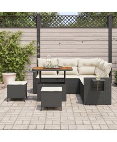 vidaXL 8-częściowy zestaw sofy ogrodowej z poduszkami czarny polirattan akacja Dārza mēbeļu komplekti