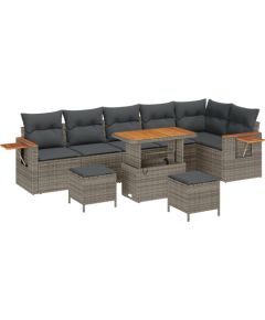 Vidaxl Zestaw sofy ogrodowej 9-częściowy z poduszkami szary polirattan Dārza mēbeļu komplekti
