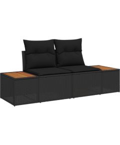 Vidaxl Zestaw sofa ogrodowa 13-częściowy z poduszkami czarny polirattan Dārza mēbeļu komplekti