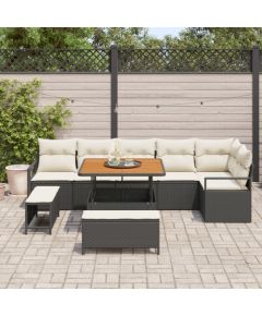 Vidaxl Zestaw 9-częściowy sof ogrodowych z poduszkami czarny polirattan akacja Dārza mēbeļu komplekti