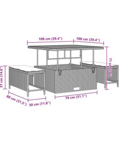 vidaXL 11-częściowy zestaw sofy ogrodowej z poduszkami czarny polirattan akacja Dārza mēbeļu komplekti