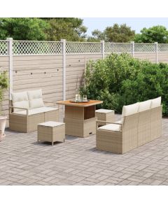 Vidaxl 8-częściowy zestaw sof ogrodowych z poduszkami Beżowy Polirattan Akacja Dārza mēbeļu komplekti