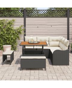 Vidaxl 8-częściowy zestaw sof ogrodowych z poduszkami czarny polirattan akacja Dārza mēbeļu komplekti