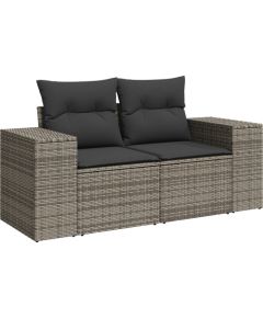 vidaXL 9-częściowy zestaw sof ogrodowych z poduszkami Szary Polirattan Akacja Dārza mēbeļu komplekti