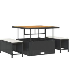 vidaXL 13-częściowy zestaw sof ogrodowych z poduszkami czarny polirattan akacja Dārza mēbeļu komplekti