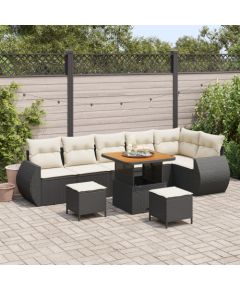 9-częściowy zestaw sof ogrodowych vidaXL z poduszkami czarny polirattan akacja Dārza mēbeļu komplekti