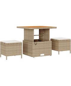 9-częściowy zestaw sof ogrodowych vidaXL z poduszkami Beżowy Polirattan Akacja Dārza mēbeļu komplekti