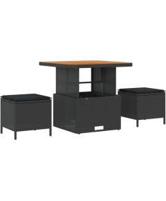 vidaXL 8-częściowy zestaw sof ogrodowych z poduszkami czarny polirattan akacja Dārza mēbeļu komplekti