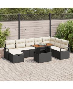 vidaXL 9-częściowy zestaw sof ogrodowych z poduszkami Czarny Polirattan Dārza mēbeļu komplekti