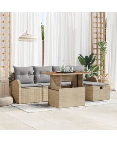 Zestaw sof ogrodowych vidaXL 6-częściowy z poduszkami beżowy polirattan Dārza mēbeļu komplekti