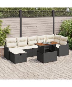 Vidaxl Zestaw sof ogrodowych 8-częściowy z poduszkami czarny polirattan Dārza mēbeļu komplekti