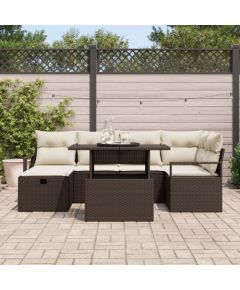 Zestaw sof ogrodowych vidaXL 7-częściowy z poduszkami Brązowy Polirattan Dārza mēbeļu komplekti