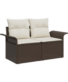 vidaXL Zestaw sofy ogrodowej w 7 częściach z poduszkami brązowy poli rattan Dārza mēbeļu komplekti