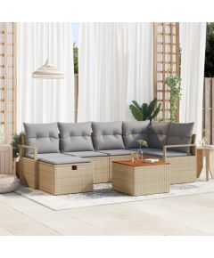 Zestaw sof ogrodowych vidaXL 7-częściowy z poduszkami Beżowy polirattan Dārza mēbeļu komplekti