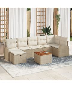 vidaXL 8 Elementowy Zestaw Sof Ogrodowych z Poduszkami Beżowy Polirattan Dārza mēbeļu komplekti