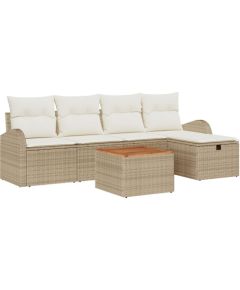 vidaXL 6-elementowy zestaw sof ogrodowych z poduszkami beżowy polirattan Dārza mēbeļu komplekti