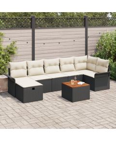 vidaXL 8-częściowy Zestaw Sof Ogrodowych z Poduszkami Czarny Polirattan Dārza mēbeļu komplekti