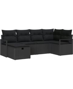 vidaXL 6-częściowy zestaw sofy ogrodowej z poduszkami czarny polirattan Dārza mēbeļu komplekti