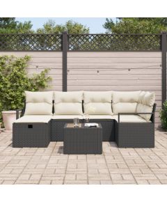 vidaXL 7-częściowy zestaw sof ogrodowych z poduszkami czarny polirattan Dārza mēbeļu komplekti