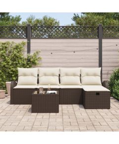 vidaXL 6-częściowy zestaw sofy ogrodowej z poduszkami brązowy polirattan Dārza mēbeļu komplekti