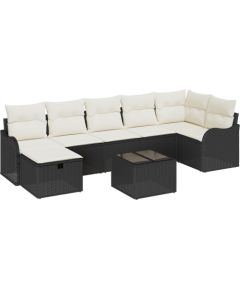 vidaXL 8-elementowy zestaw sof ogrodowych z poduszkami czarny polirattan Dārza mēbeļu komplekti