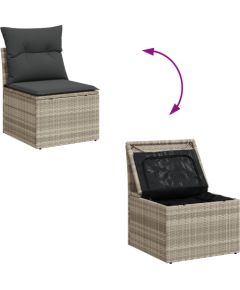 Zestaw sof ogrodowych vidaXL 6 częściowy z poduszkami Jasnoszary Polirattan Dārza mēbeļu komplekti