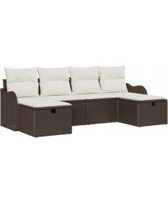 vidaXL 6-częściowy zestaw sof ogrodowych z poduszkami brązowy polirattan Dārza mēbeļu komplekti